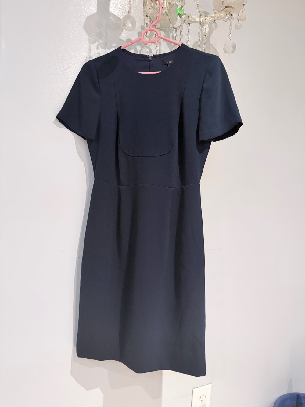 J. Crew Navy Short-Sleeve Midi Shift Dress